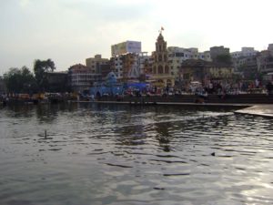 River passing through the Ram Ghat in Nashik city of Maharashtra